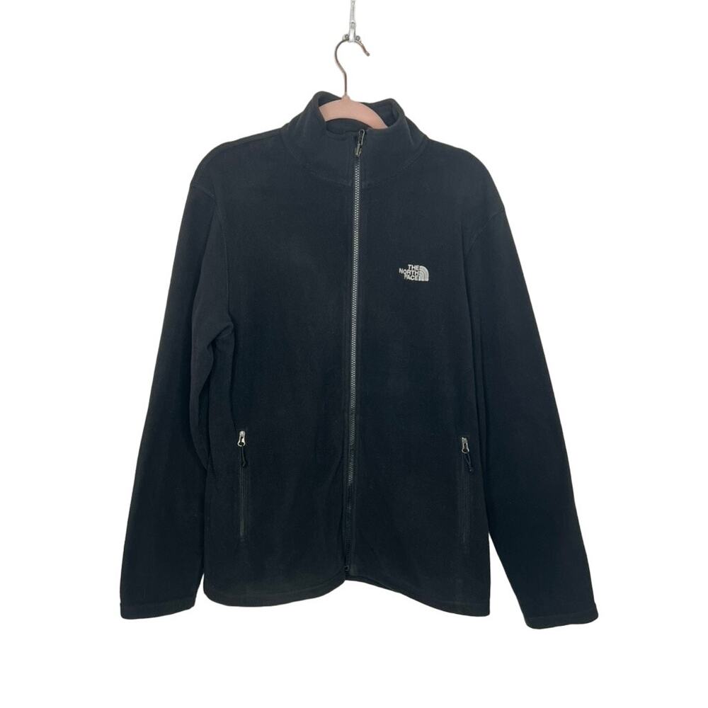 The North Face Black Long Sleeve Zip Up Warm Fleece 2 Pockets Jacket Size M